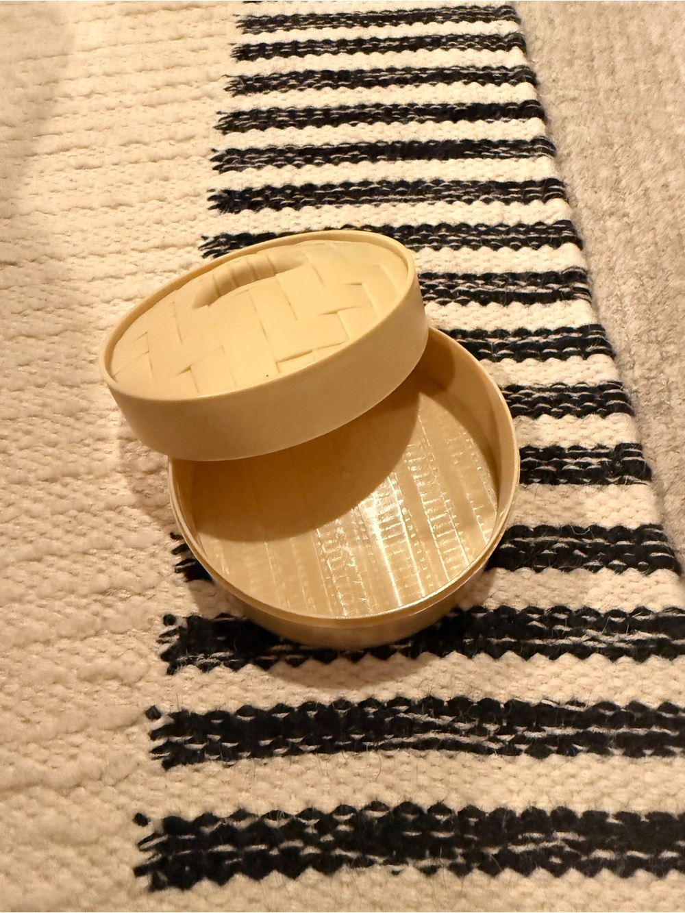 Round Woven Bamboo Box - Natural Beige